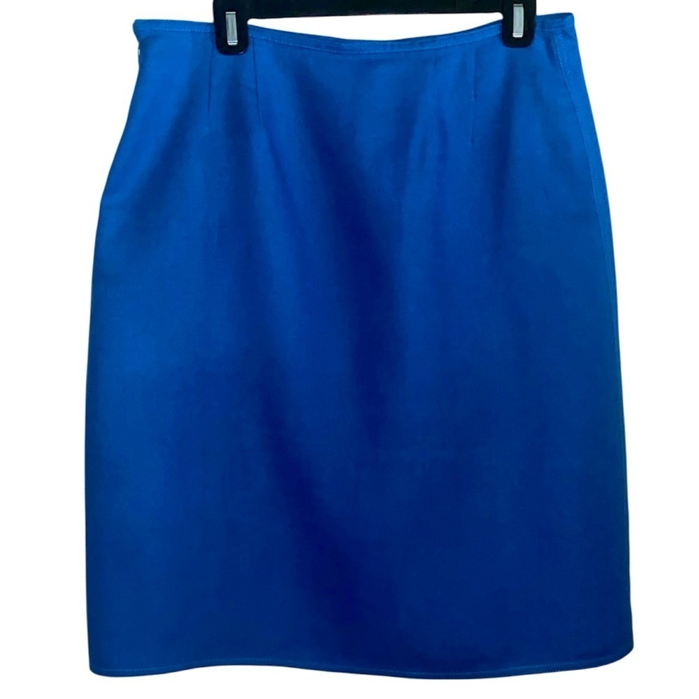 Anne Klein Cobalt Blue 100% Linen Pencil Skirt Size 12